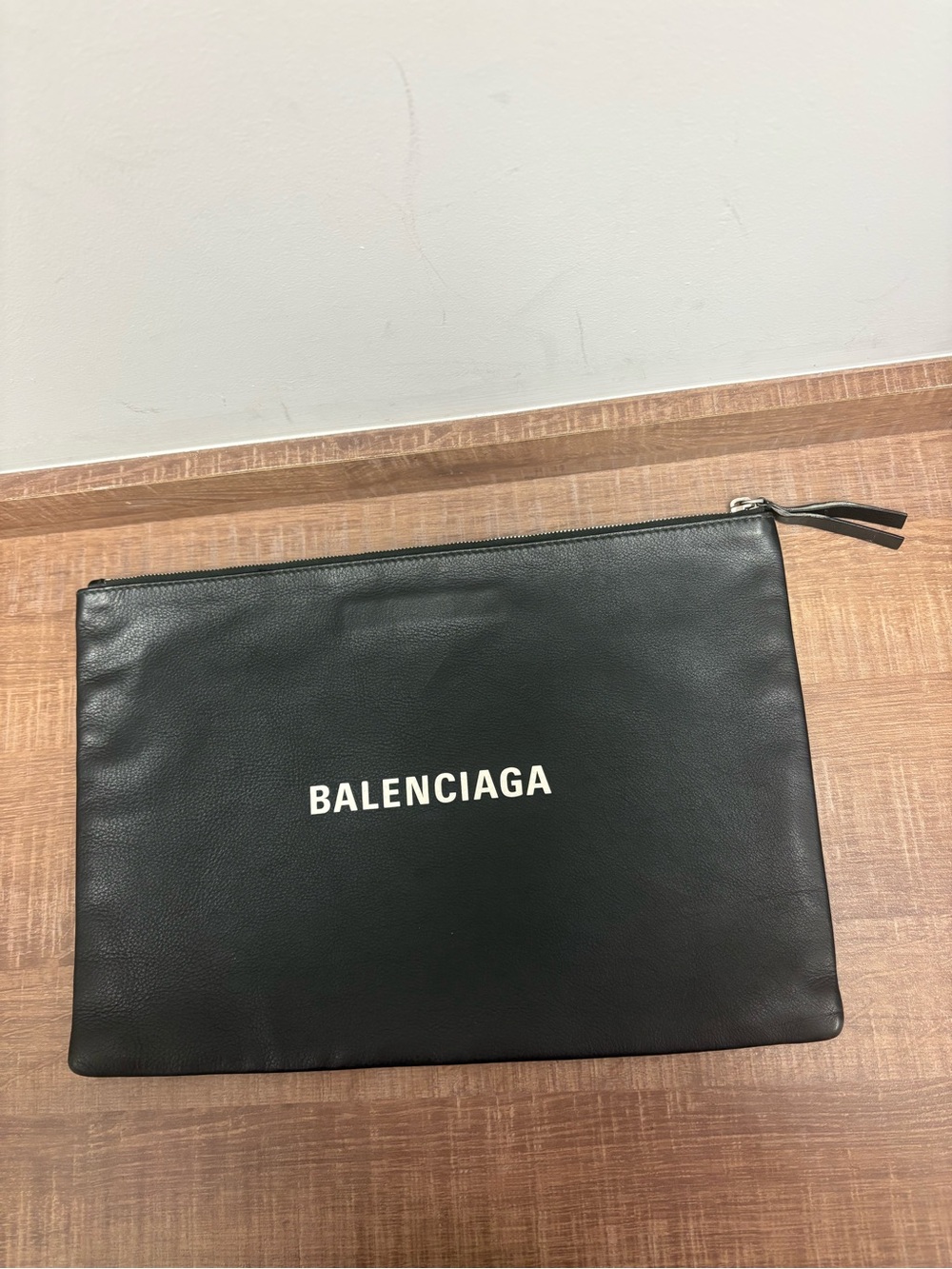 Balenciaga Black Leather Logo Pouch
